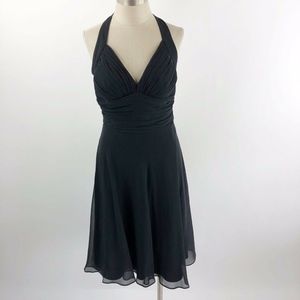 White House Black Market Silk Black Halter Dress